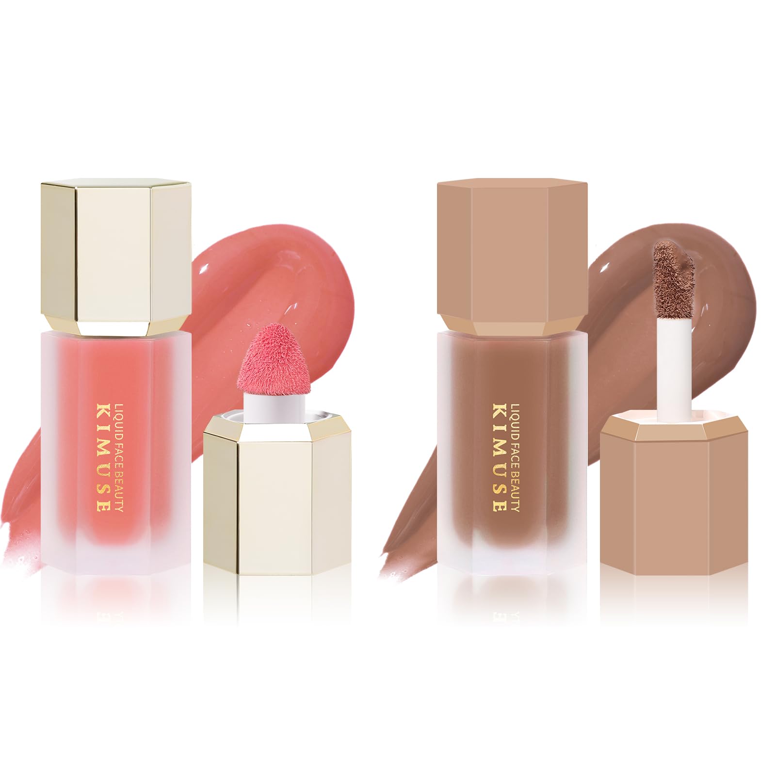 KIMUSE Soft Cream Blush for Cheeks & Liquid Contour Stick, Weightless, Long-Wearing, Smudge Proof, Natural-Looking, Dewy Finish