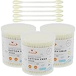 HOMEFOX Yellow Cotton Swab Precision Pointed - 600 Count Pointy Organic Cotton Bud Double Side Tightly Wrapped Cotton Tips Paper Stick Soft Gentle Lint-Free Cruelty-Free, Pointy & Round (Lemon Yellow)