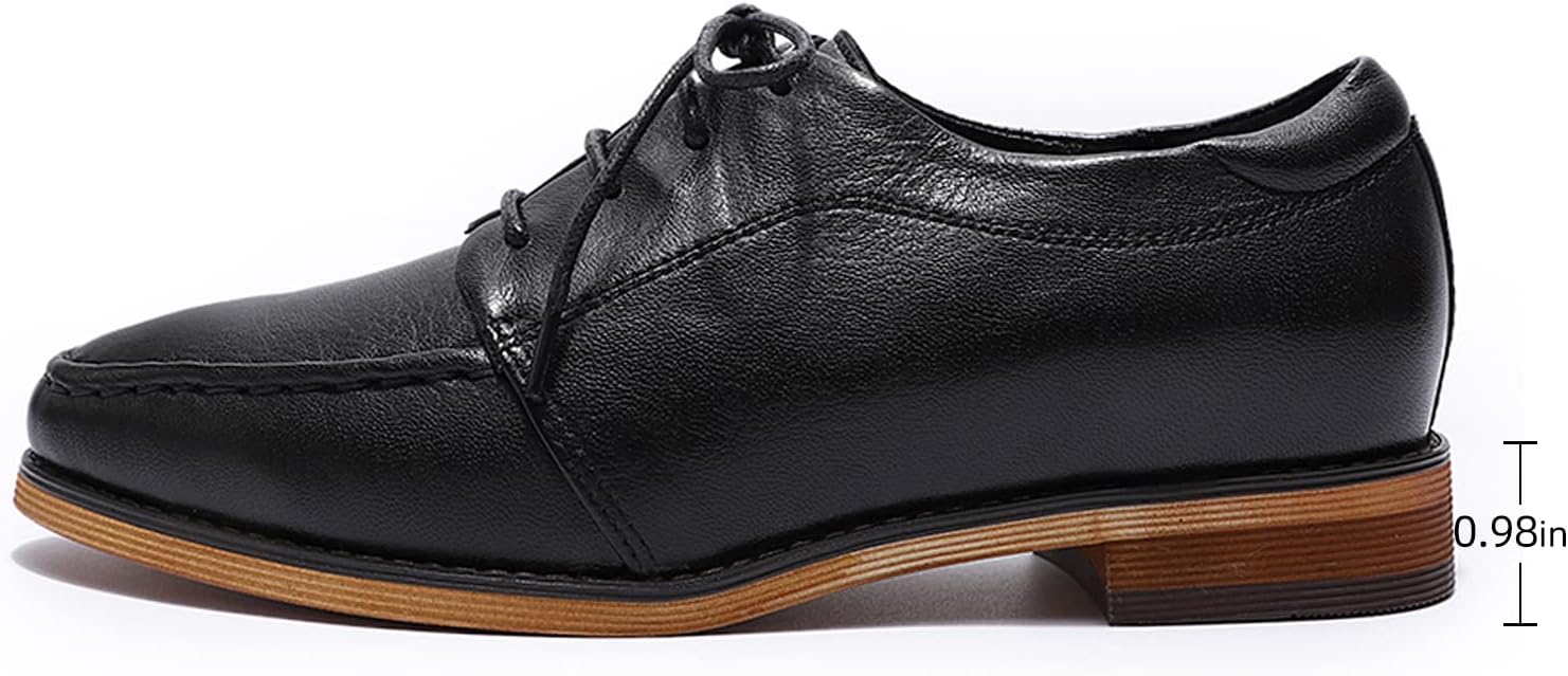 Mona flying Women's Leather Dress Oxford Shoes Classic Lace-Up Derby Shoes