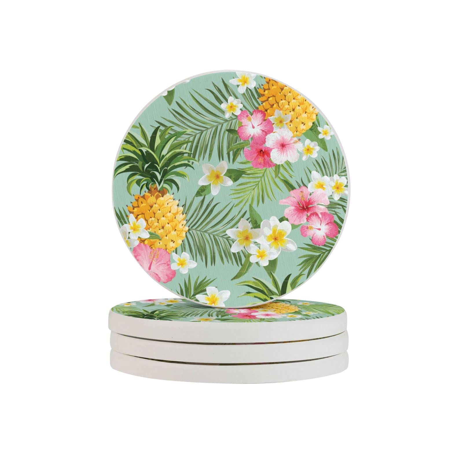 Hawaiian Pine Six Piece Drink Coaster for Tabletop Protection Place Mats for Home Decor