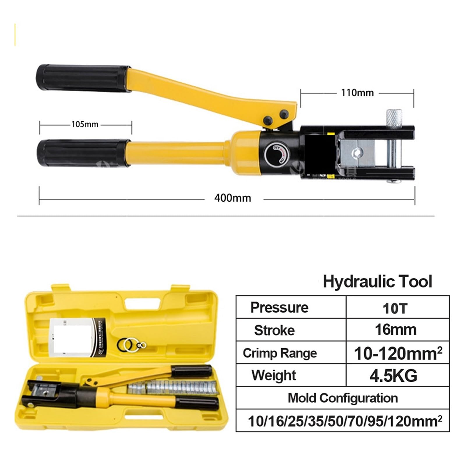 Nowy typ 10-120mm² hydrauliczne narzędzie do zaciskania ciśnienie 10T domowe szczypce hydrauliczne DIY szczypce do zaciskania końcówek kablowych Wydajny