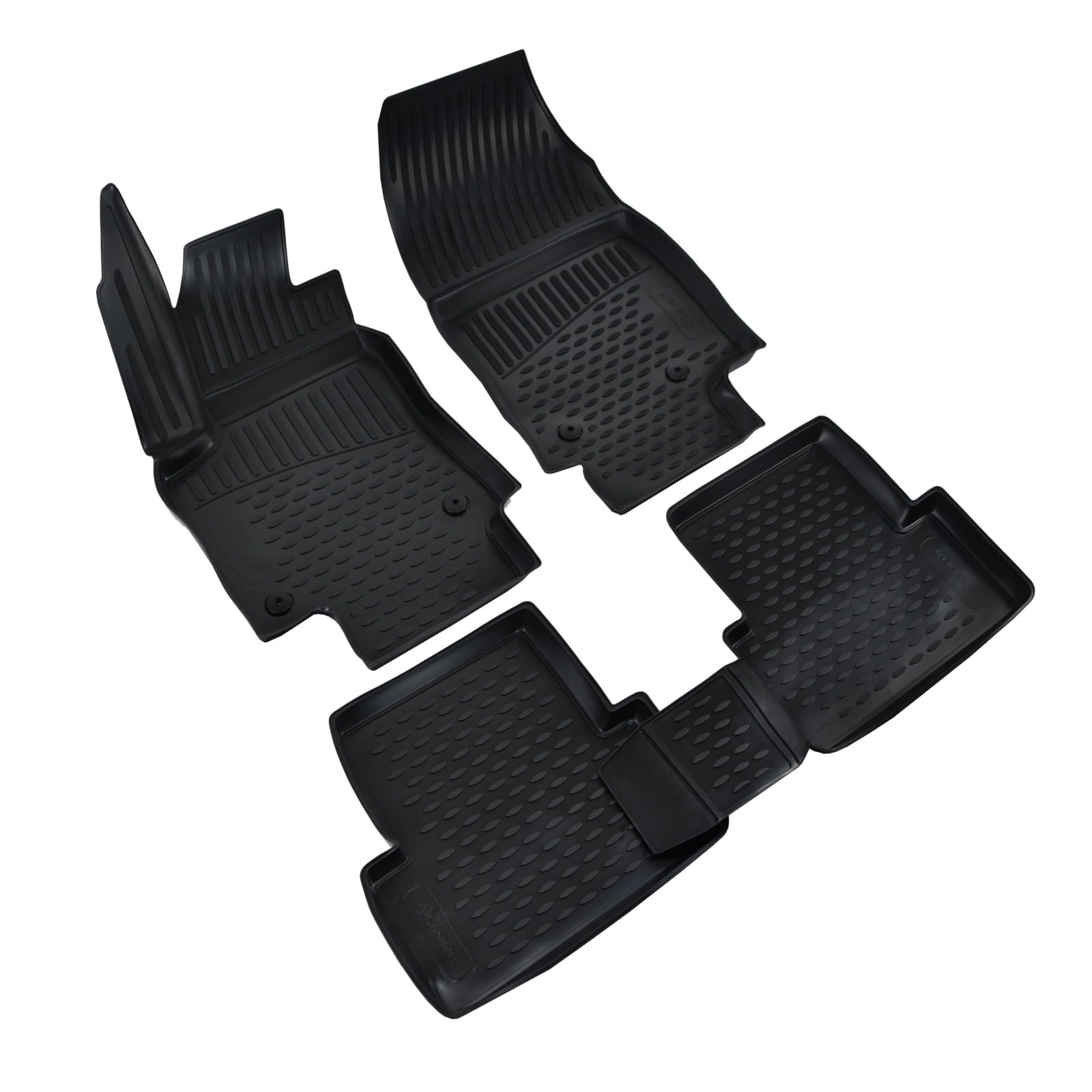 J&J AUTOMOTIVE Tappeti Auto 3D In TPE Per Citroën C3 (2009-2016), Su Misura, Bordi Rialzati 4cm, Inodore, Antiscivolo, Set Da 4 Pezzi Nero