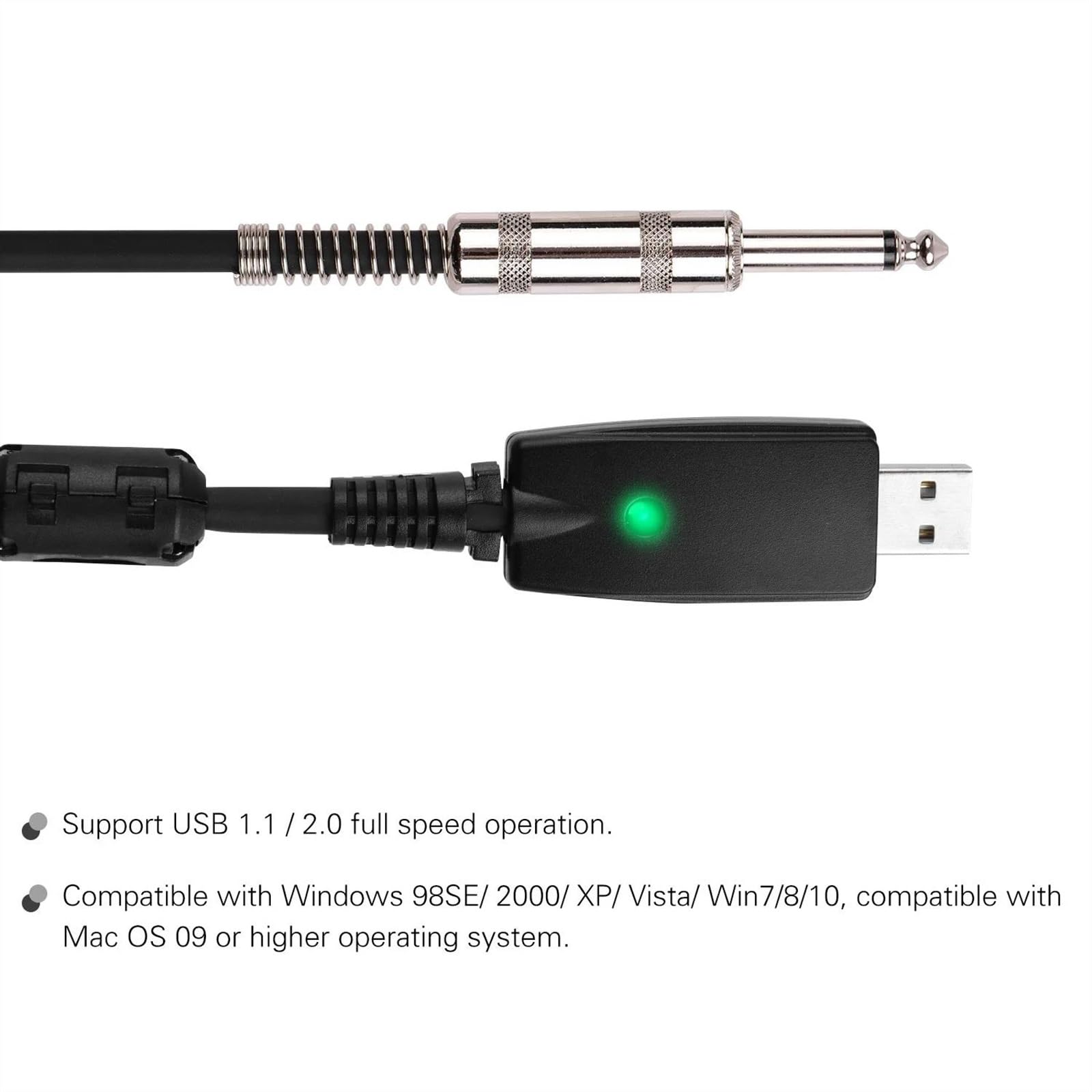 Kabel gitarowy USB męski na 6,35 mm (1/4 ") monofoniczny kabel do gitary elektrycznej do akcesoriów gitarowych Złącze Audio Instrumentu Gitarowego