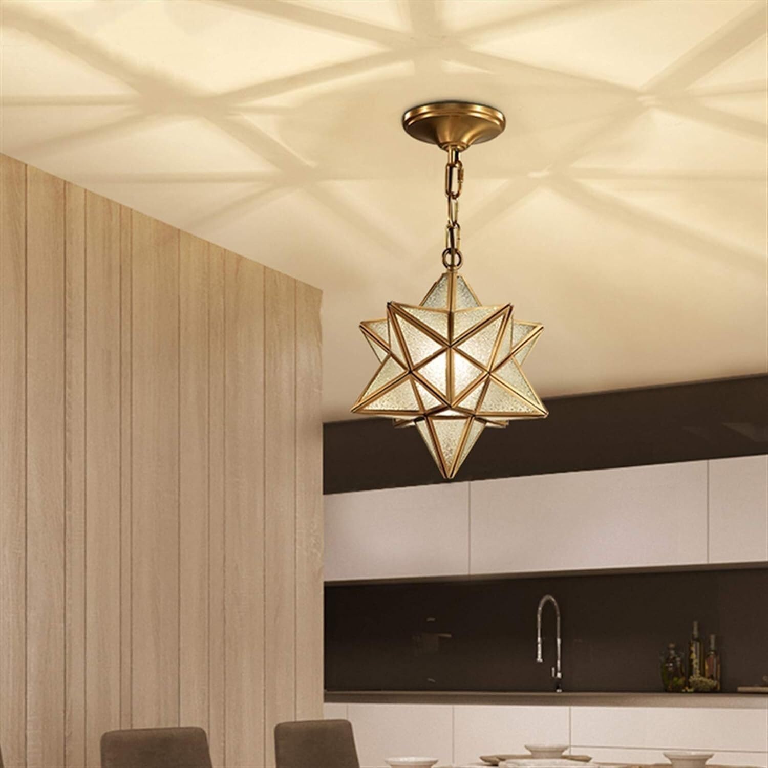 American Copper Star Chandelier Simple Bedroom Bar Counter Restaurant Living Room Lights Hanging Lights