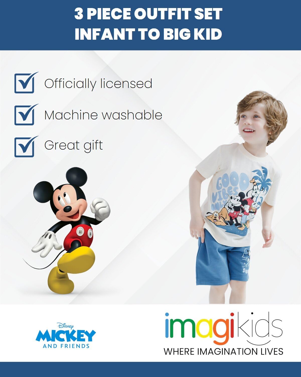 Disney Lion King Toy Story Mickey Mouse Cars - Camiseta sin mangas y pantalones cortos de rizo francés de 3 piezas para niños pequeños a niños grandes