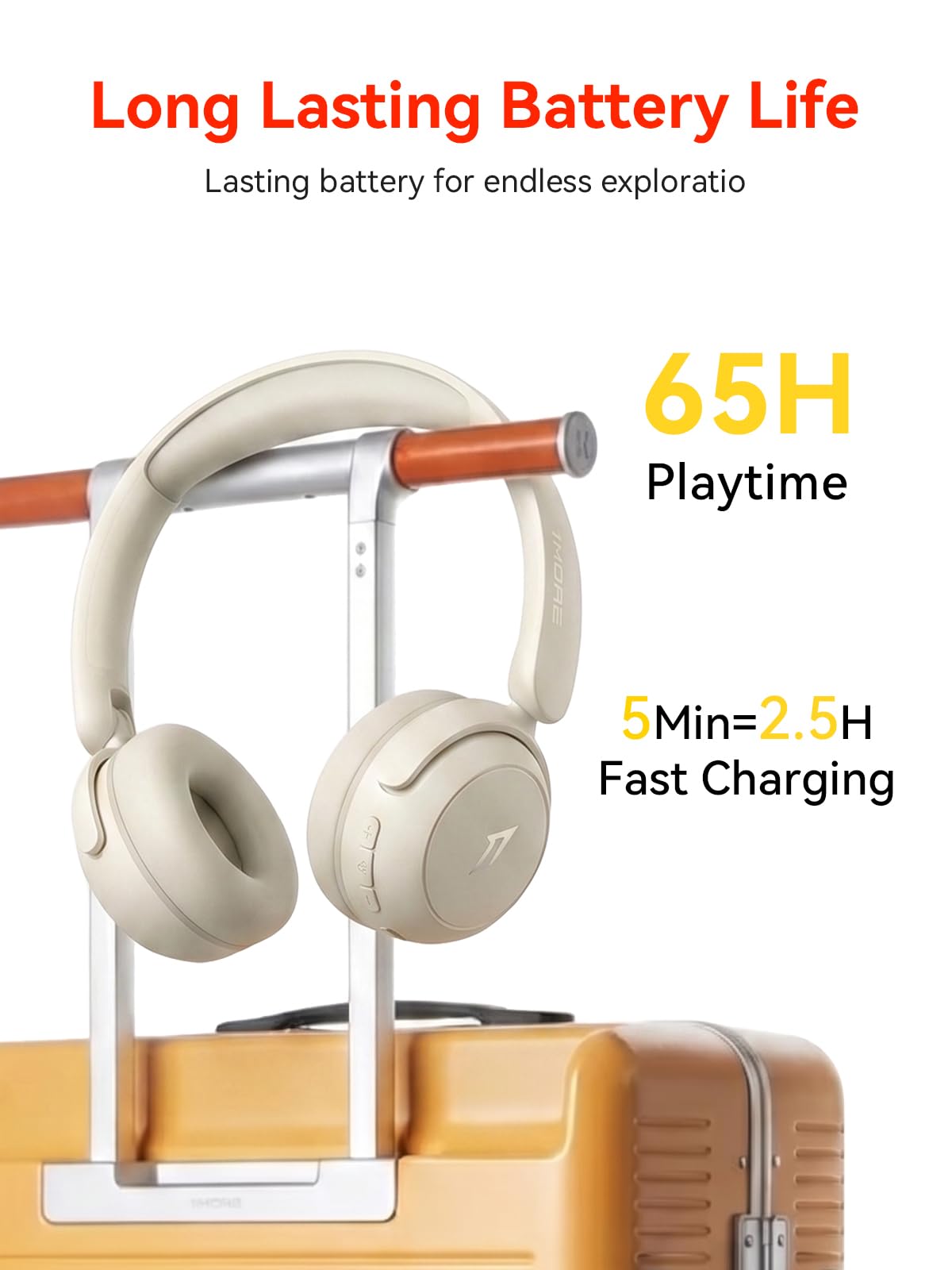 1MORE HQ20 Bluetooth Kopfhörer Kinder, Leicht-Kopfhörer Kabellos mit 75/85/90dB Lautstärkegrenze, 65 Std. Spielzeit, Bluetooth 5.3, HD-Mikrofon, Over Ear Kinderkopfhörer für Schule/Tablet/PC (Weiß)