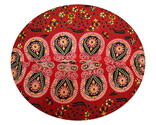 Anjaniya - 32" Peacock Mandala Bohemian Yoga Meditation Floor Pillow Cover Comfortable Home Car Bed Sofa Cushion Couch Seating Large Zipped Throw (Red, 32" Round) #TOP5