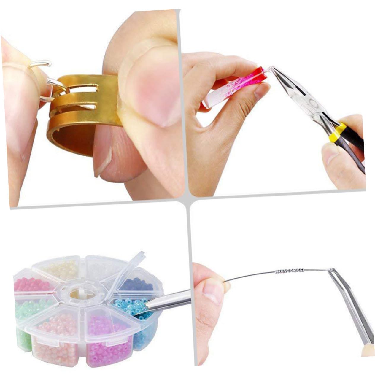 TOPPERFUN Kit per Creazione Gioielli 27 Pezzi, Accessori per Perline e Braccialetti, Metallo e Plastica, Borsa Portaoggetti, per DIY e Feste