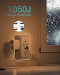 Surge Protector, Outlet Extender with Night Light, Addtam 5-Outlet Splitter and 4 USB Ports(1 USB C), USB Wall Charger Power Bar, Multi Plug Outlet for Home, Office, School