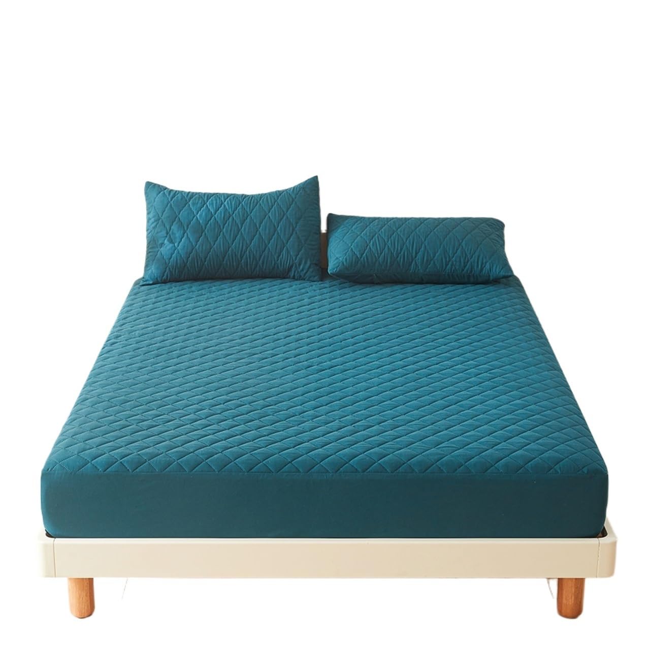 1 Funda de colchón Gruesa, Protector Impermeable, sábana Ajustable Suave y Transpirable (sin Almohada) para ColchóN(Dark Green,200x220x30cm)