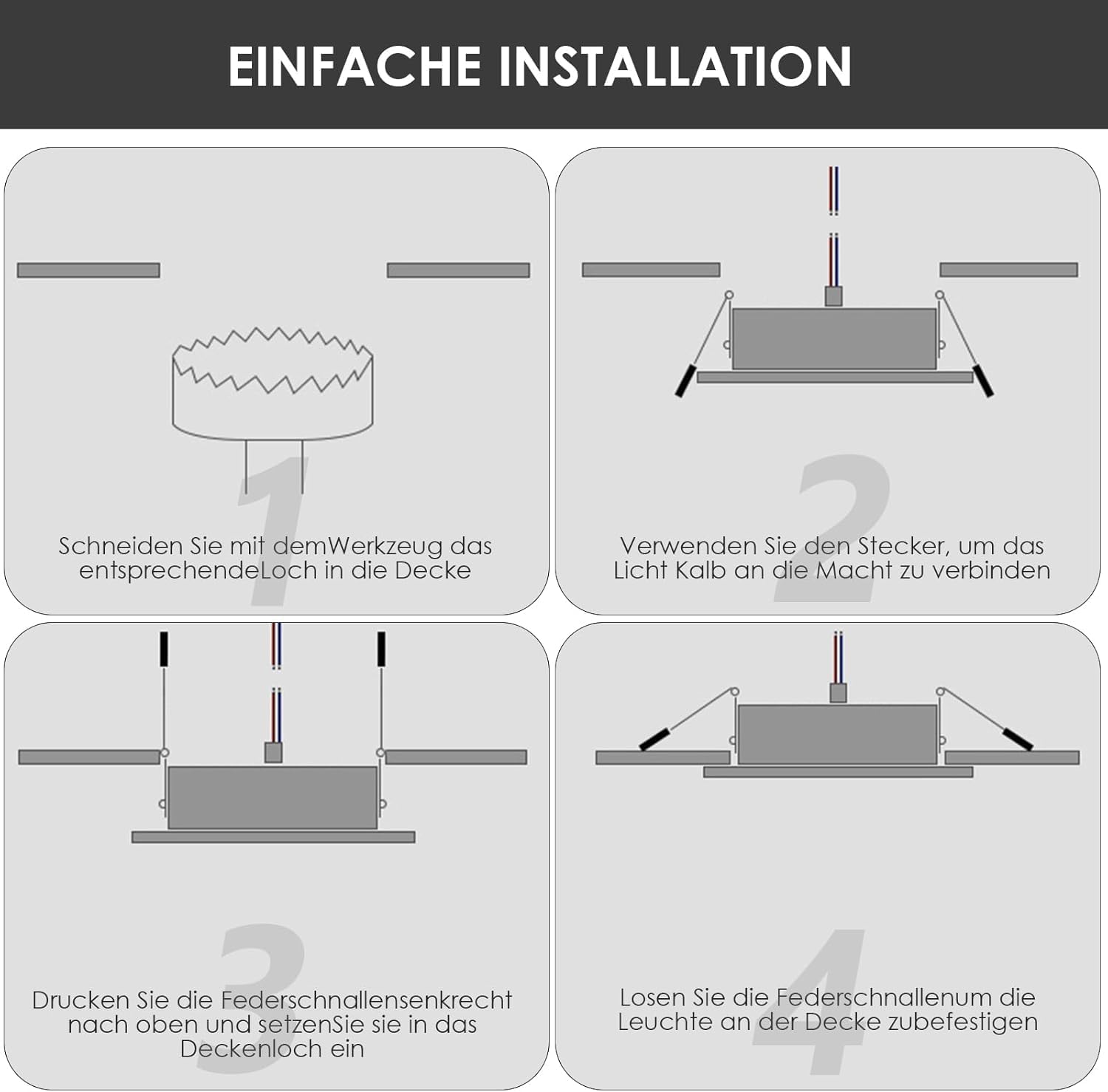LED Einbaustrahler 230V Dimmbar, 7W 12er Set Einbauleuchten Deckenspots Deckenstrahler Lochöffnung Ø 85-100 mm, IP44 Ultra Flach LED Spots für Badezimmer Wohnzimmer