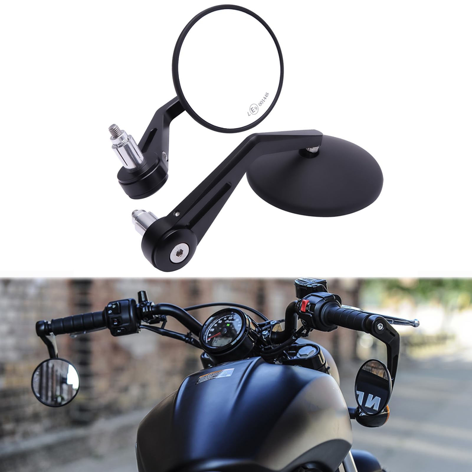 Retroviseur moto Homologués Latéral de Guidon 7/8" 22mm Rétroviseurs Latéraux Compatible avec Yamaha Kawasaki Suzuki Honda MT07 MT09 Z750 CB125R Z900 XSR700 Bobber