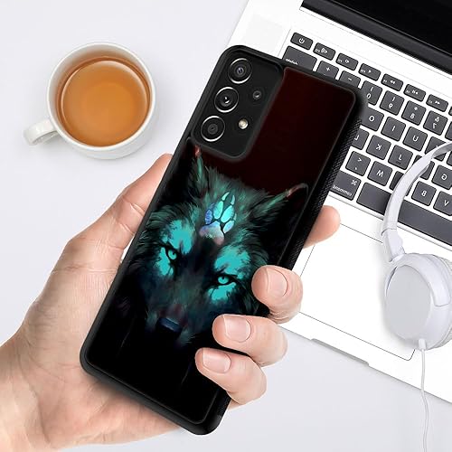 Miniatura 6 de CARLOCA Funda compatible con Samsung Galaxy A53 5G, diseño gráfico de identidad negro espiritual lobo, a prueba de golpes, antiarañazos, para
