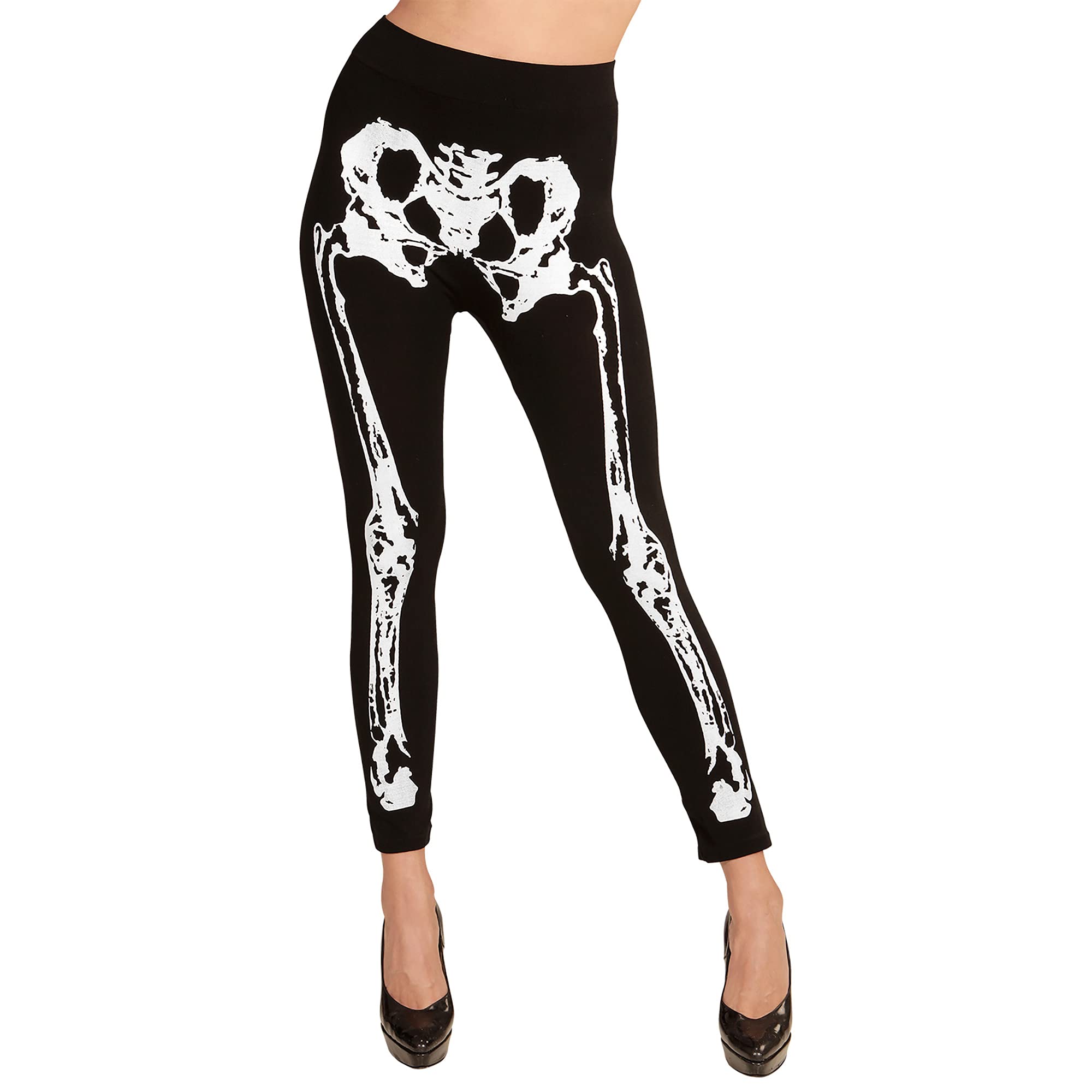 W WIDMANN MILANO Party Fashion - Leggings squelette, 75 DEN, collants, pantalon pour Halloween