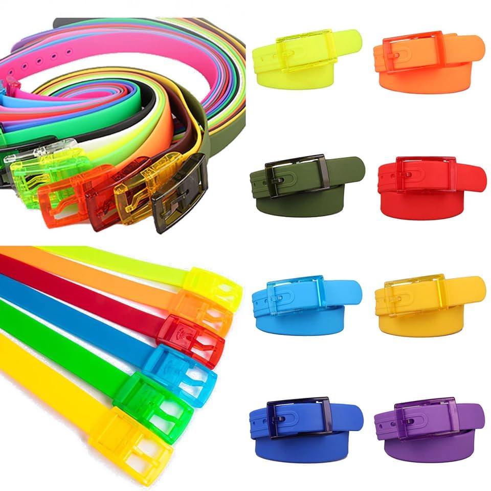 Elastic Belt - Adjustable Cut To Fit Rubber Jelly Silicone Casual Belt With Plastic Buckle For Men & Women,2