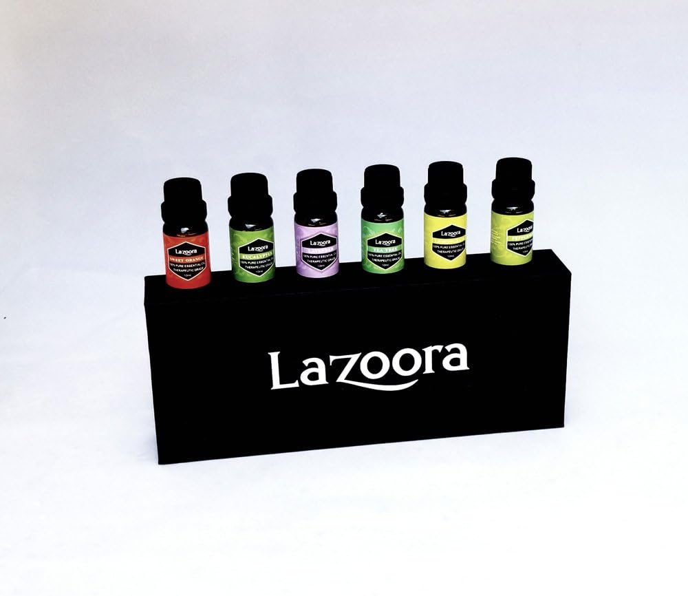 Essential Oil Set 6 Pack (Peppermint, Lavender, Tea Tree, Orange, Eucalyptus, Lemongrass) 10ml Each