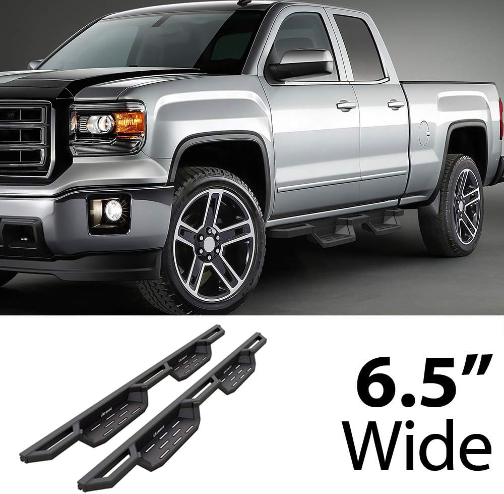 HD Ridez Pocket Drop Steps Armor Compatible with Chevy Silverado GMC Sierra 2007-2018 Double Cab Extended Cab & 2500 HD 2019 (Exclude 07 Classic)(Include 19 1500 LD) (Side Steps Side Bars)