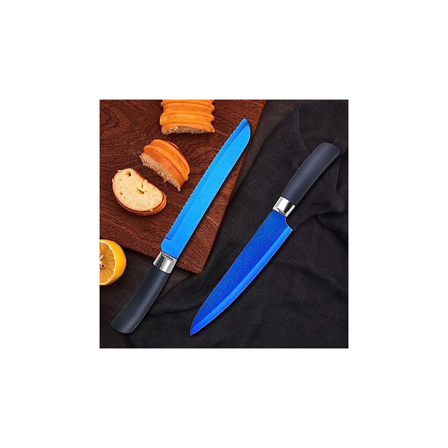 Knife-Set-Kitchen-Non-Stick-Knives-Set-with-Block-Thick-Blade-Cutlery-Knife-Block-Sets-with-Sharpener-6pcs-Steak-Knife-Shears-Chef-Sharp-Quality-Aluminum-Alloy-Block-Blue-Handle-and-Blade Knife Set, Kitchen Non Stick Knives Set with Block Thick Blade Cutlery Knife Block Sets with Sharpener 6pcs Steak Knife Shears Chef Sharp Quality Aluminum Alloy Block Blue Handle and Blade