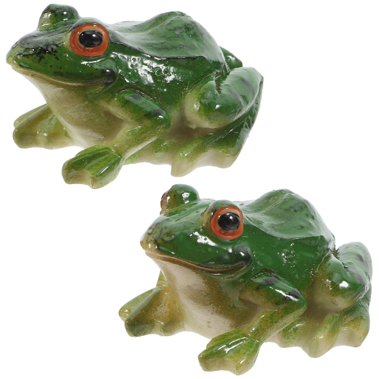 2pcs Resin Green Frog Statue Simulation Frog Figurine Decoration Miniature Realistic Frogs Sculpture Small Animal Ornaments Collectible Figure for
