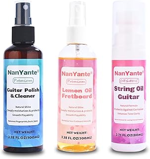 Kit de cuidado de limpieza de guitarra | 3.5 onzas líquidas de esmalte y limpiador + 3.5 onzas líquidas de aceite de limón + 2.7 fl oz de aceite de prevención de óxido | Paquete de cuidado