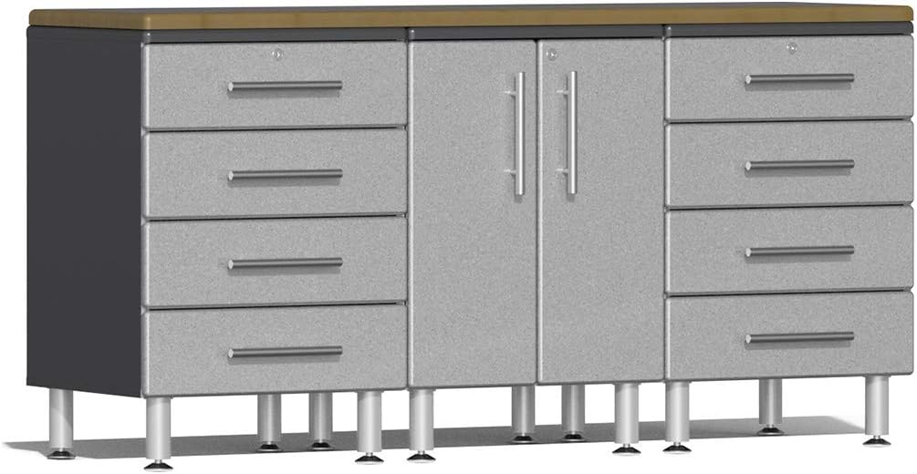 Ulti-MATE UG24042S 4-Piece Workstation Kit with Bamboo Worktop in Stardust Silver Metallic