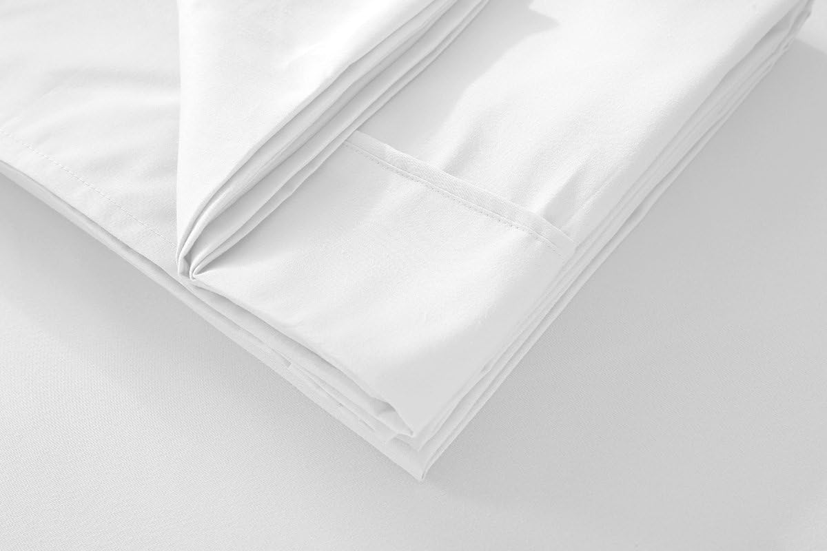 Angel Bedding Bed Sheet Set - Brushed Microfiber 1800 Bedding - (Deep Pocket Fits Upto 15 Inch) - Wrinkle, Fade, Stain Resistant - 4 Piece (Queen, Solid White)