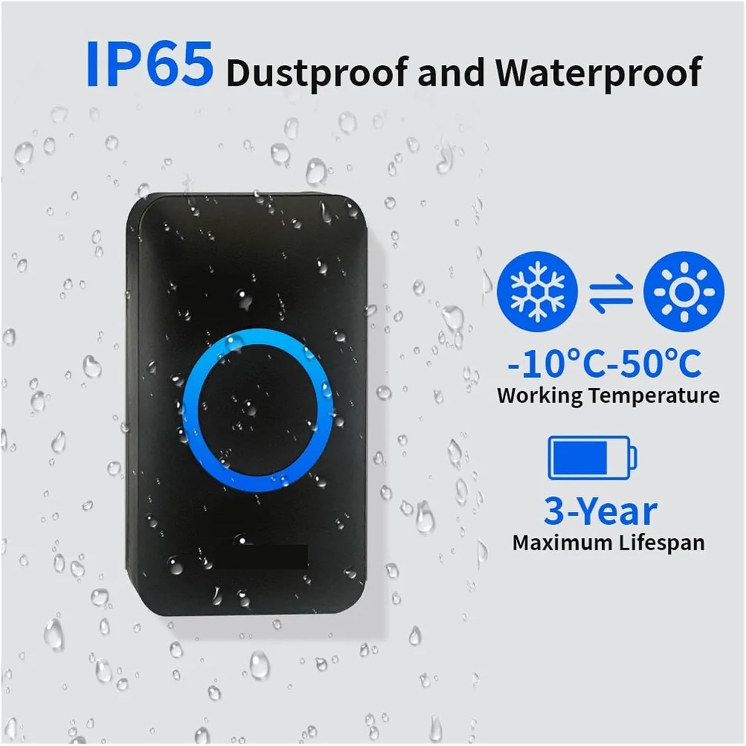Smart Home Doorbell, Outdoor Doorbell, Ip65 Waterproof Door Bell, 60 Songs, Smart Door Bell Chime,1bell 2button-Black-E/U
