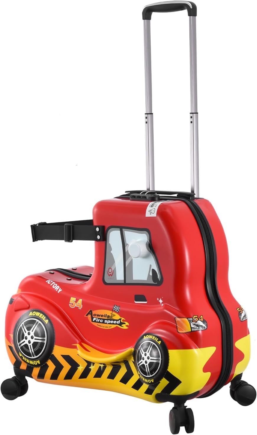 24" Ride On Suitcase for Kids 6-12, Kides Ride Suitcase W Safety Belt, Kids Carry Luggage With Silent Wheels, Kides Luggage Combination Lock for Children, Equipped With Handlebars Pedals