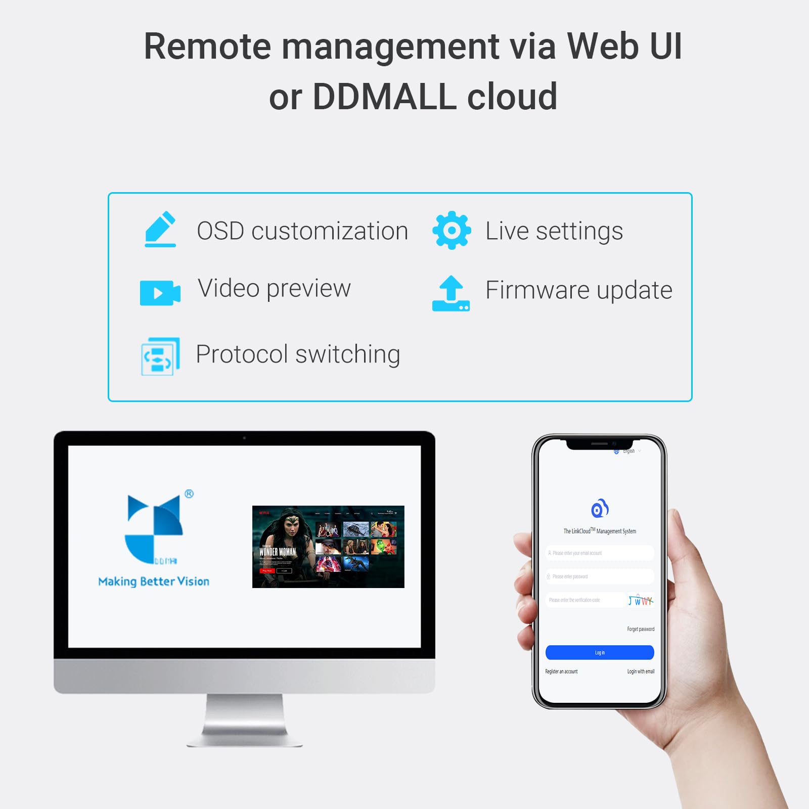 DDMALL HDMI-Video-Encoder H.265 H.264 Stream 1080p60 auf Facebook, YouTube Live, Twitch, IPTV und mehr, Cloud-basierter Live-Stream-Encoder, unterstützt SRT RTSP RTMP RTMPS TCP UDP (CEV-2K)