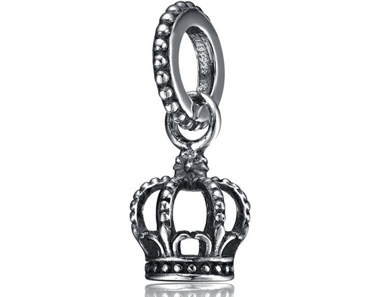 Soulbeads JewelrySoulBeads Crown Charm Pendant 925 Sterling Silver Dangling Bead for Charms Bracelet (Antique Silver)