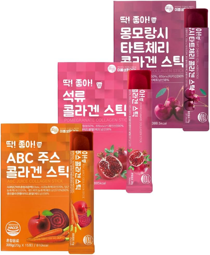 3 Flavor Mix Collagen Jelly Stick 20g * 15 Stick 1,600mg Low Molecular Fish Collagen
