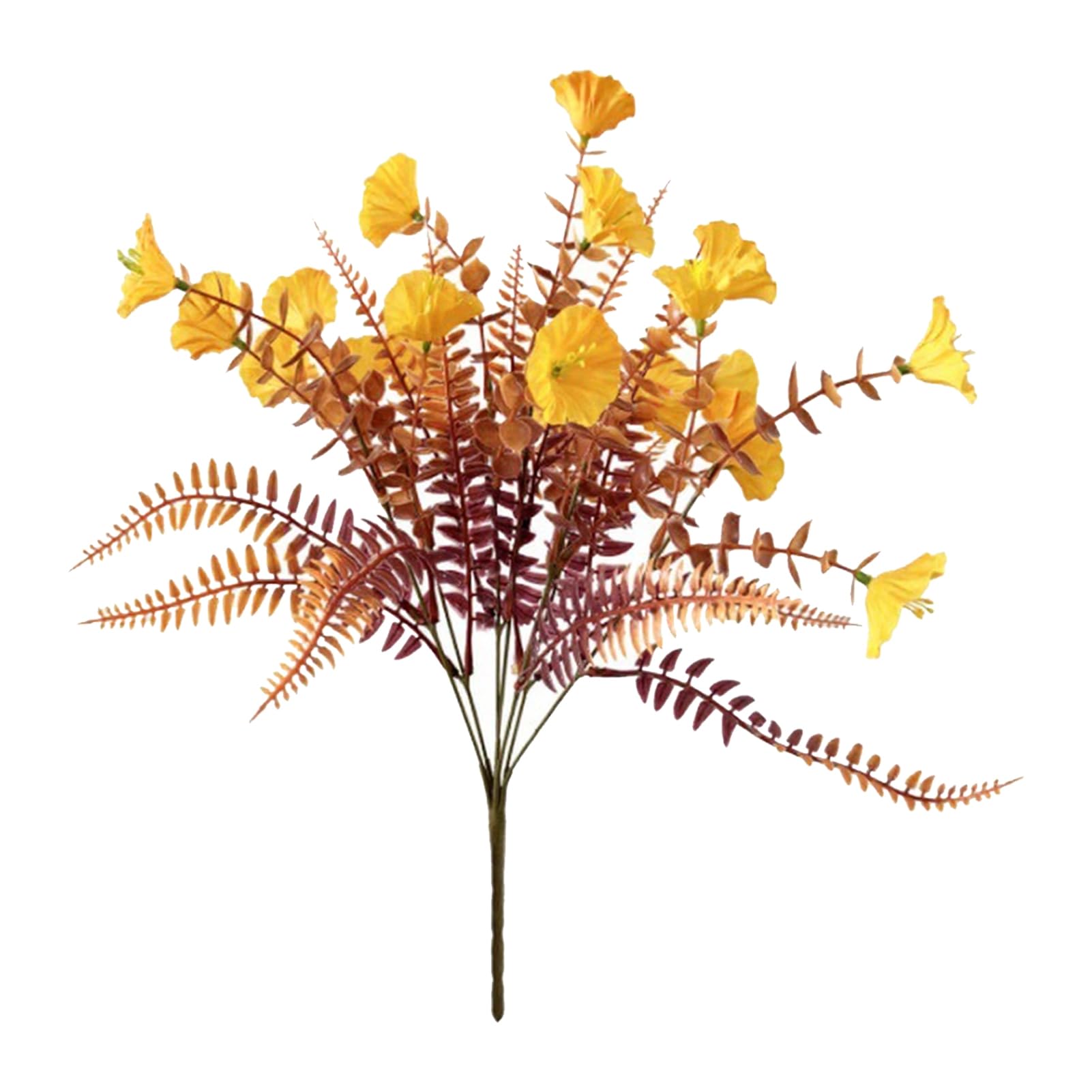 Rikuuui Artificial Eucalyptus Morning Glory Flowers for Outdoor Planters, Lifelike Silk Plants with 35cm Height, UV Resistant Fake Greenery Decoration for Front Porch Garden PatioA