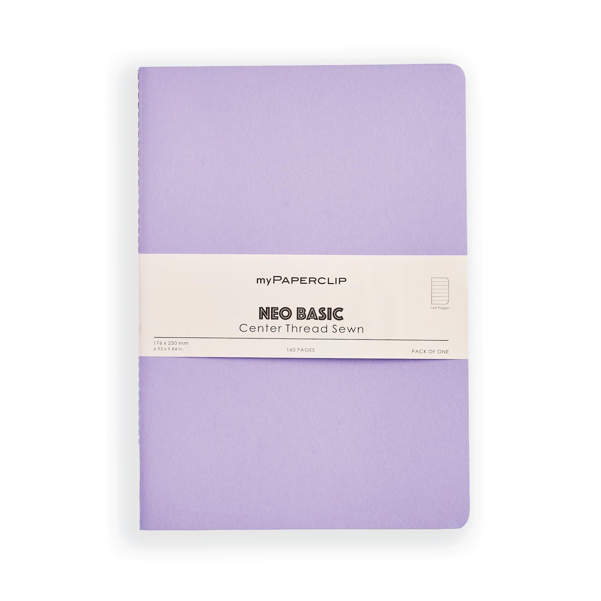 myPAPERCLIP NeoBasic B5 Ruled Notebook | 160 Pages, 80 GSM, 250 GSM Soft Cover, B5 (6.93 x 9.84 in) | Purple