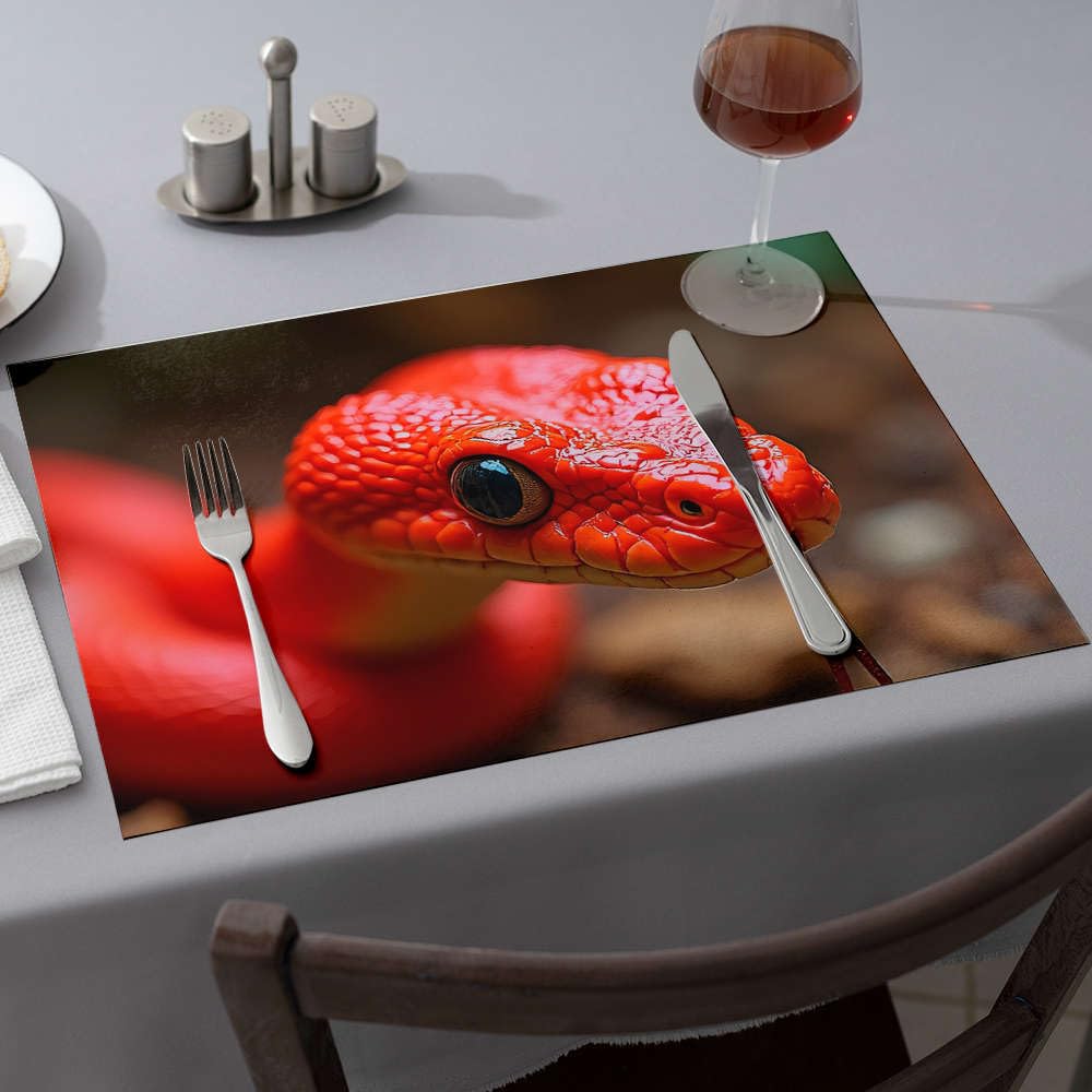 Sets de table résistants à la chaleur pour comptoir et repas animés style serpent rouge