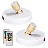 HAMVIDNE LED Spotlight, Battery Powered Picture Lights, Uplighting Indoor, Puck Lights with Remote, Stick Spot Light for Wall Display Picture Dartboard Painting Artwork Accent-2pcs