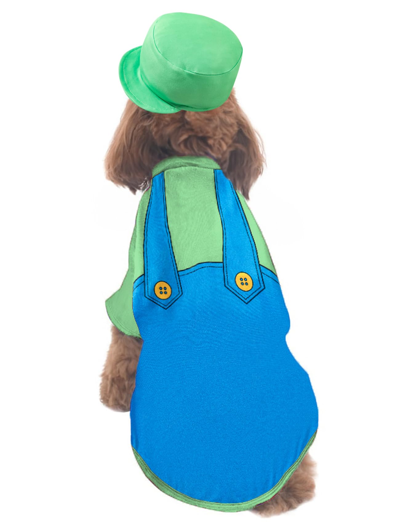 Pet Halloween Costume Dog Super Brothers Costumes Role Play Super Bro Clothes for Thanksgiving Christmas (Light Green, M)