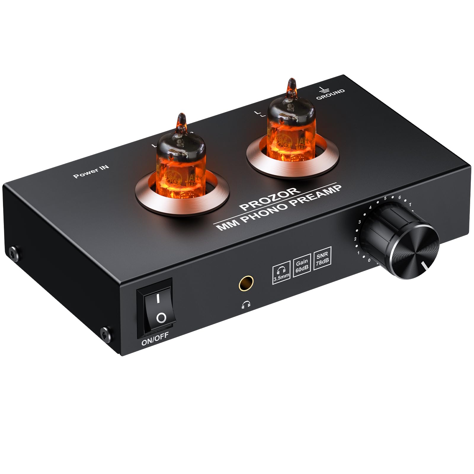 PROZOR Preamplificatore Phono Valvolare MM con Controllo Volume Hi-Fi JAN GE5654 Uscita RCA 3,5mm