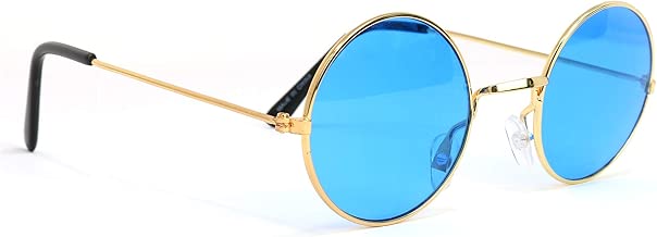 Skeleteen John Lennon Hippie Sunglasses - Blue 60's Style Circle Glasses - 1 Pair - coolthings.us