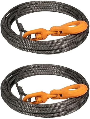 Miniatura 10 de Mytee Products Cable de cabrestante estampado de 38 pulgadas x 50 pies con gancho giratorio autobloqueante  20,400 libras de la máxima resistencia a