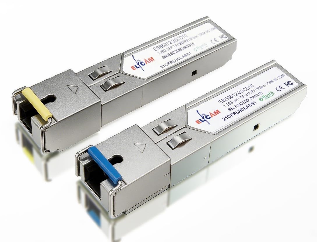 Sponsored Ad - Elfcam® - 1-Piar 1.25G SFP Module Single Mode with The Fiber Optic Port SC/UPC Singlemode, DDM 10km, Compatible with Cisco et Open Switch