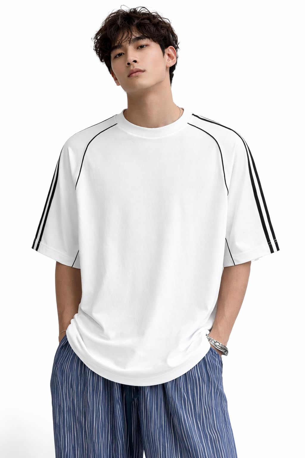 Fashfeed Men's Polycotton Relax Fit T-Shirt (White)