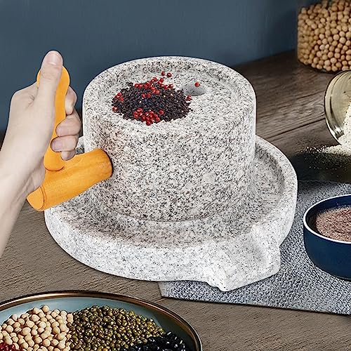 Granite Millstone, Light Grey Manual Grain Mill, Grinder Millstone Mill, for Seeds, Nuts, Corn, Spices, Etc, Dry Grinding & Wet Grinding