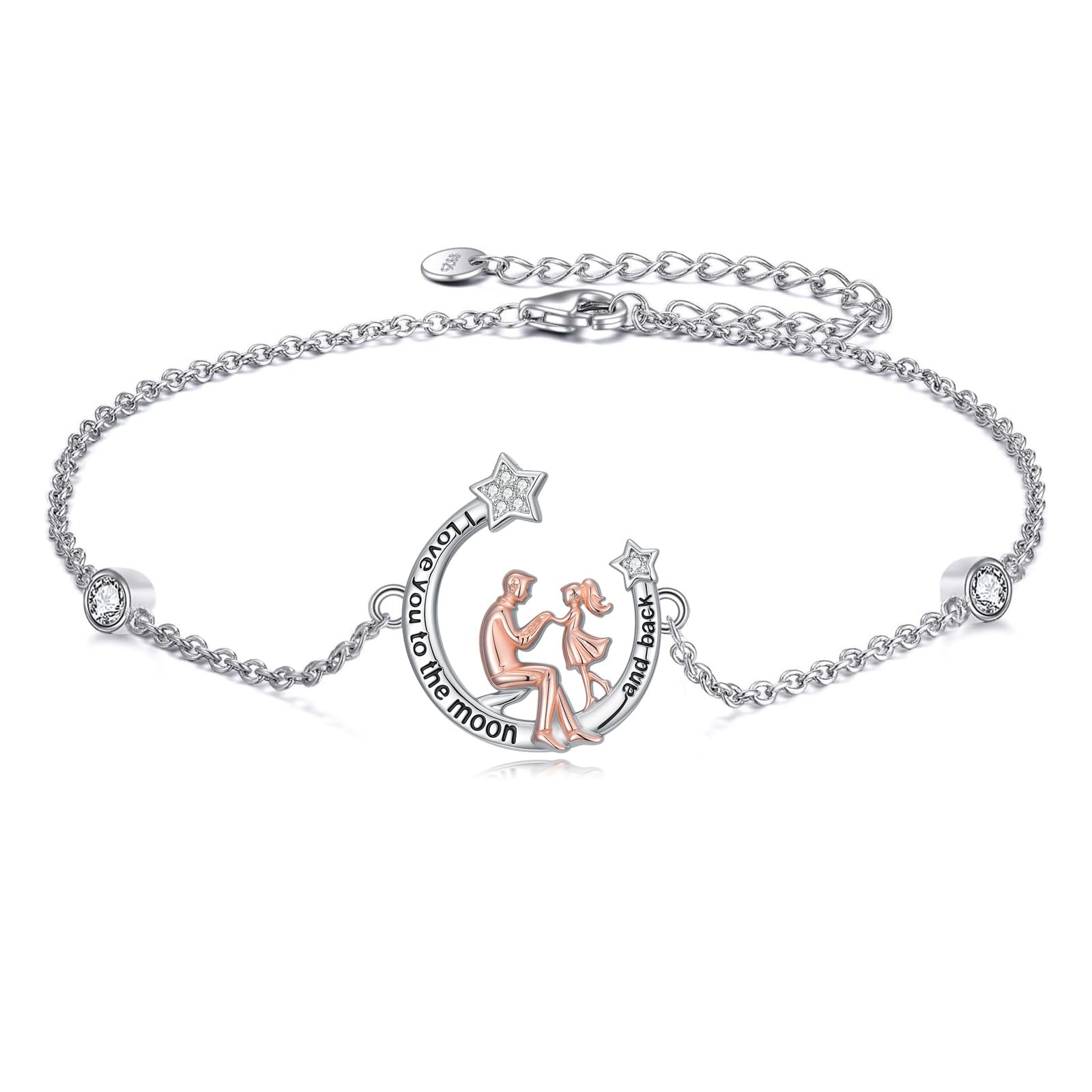 Tochter Charm/Armband vom Vater 925 Sterling Silber Vater Tochter Anhänger Schmuck Weihnachten Geburtstag Geschenke für Daughter