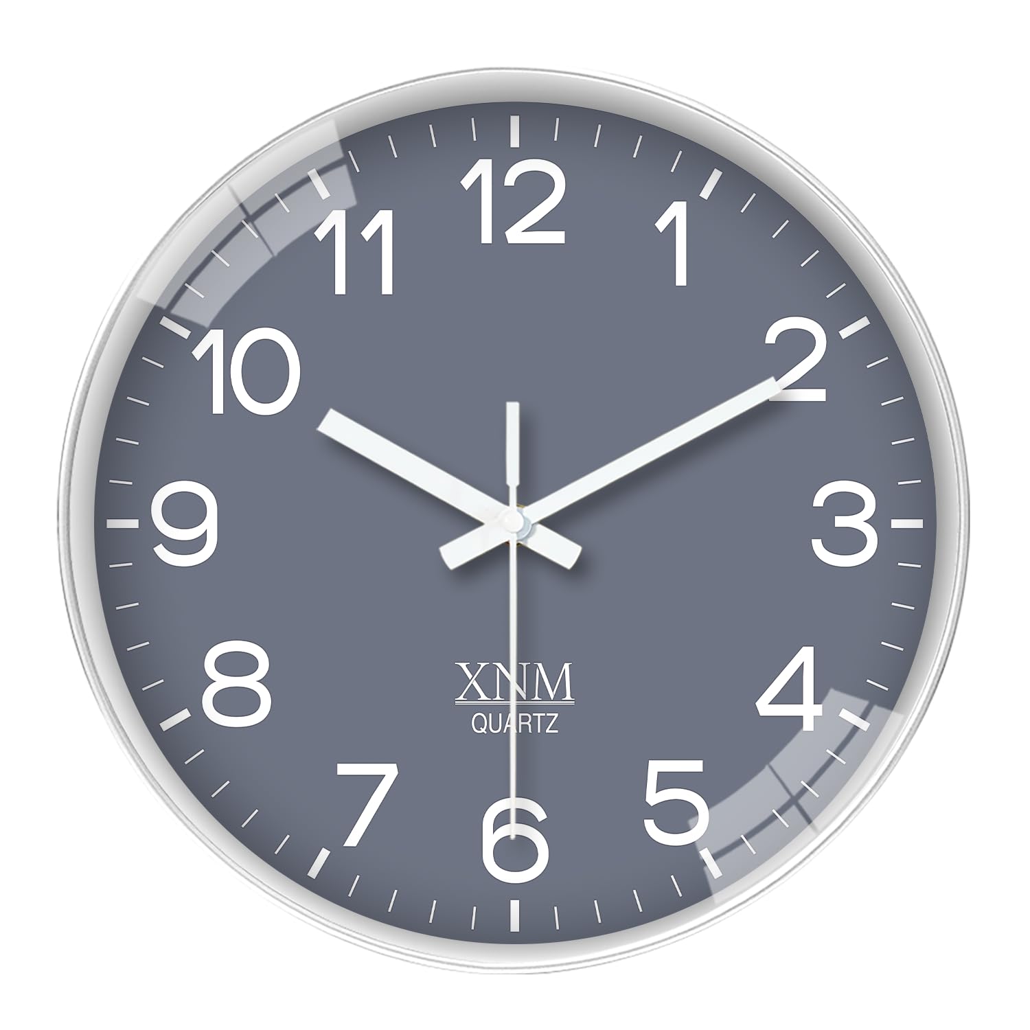 Photo 1 of XNM Minimalist Wall Clocks Battery Operated Grey Analog Wall Clock for Bedroom 10 Inch Round Small Wall Clock Silent Non Ticking