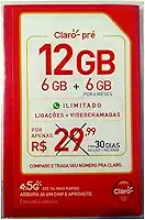 CHIP CLARO PREZÃO MENSAL + RECARGA 12GB - Confira os DDD´s