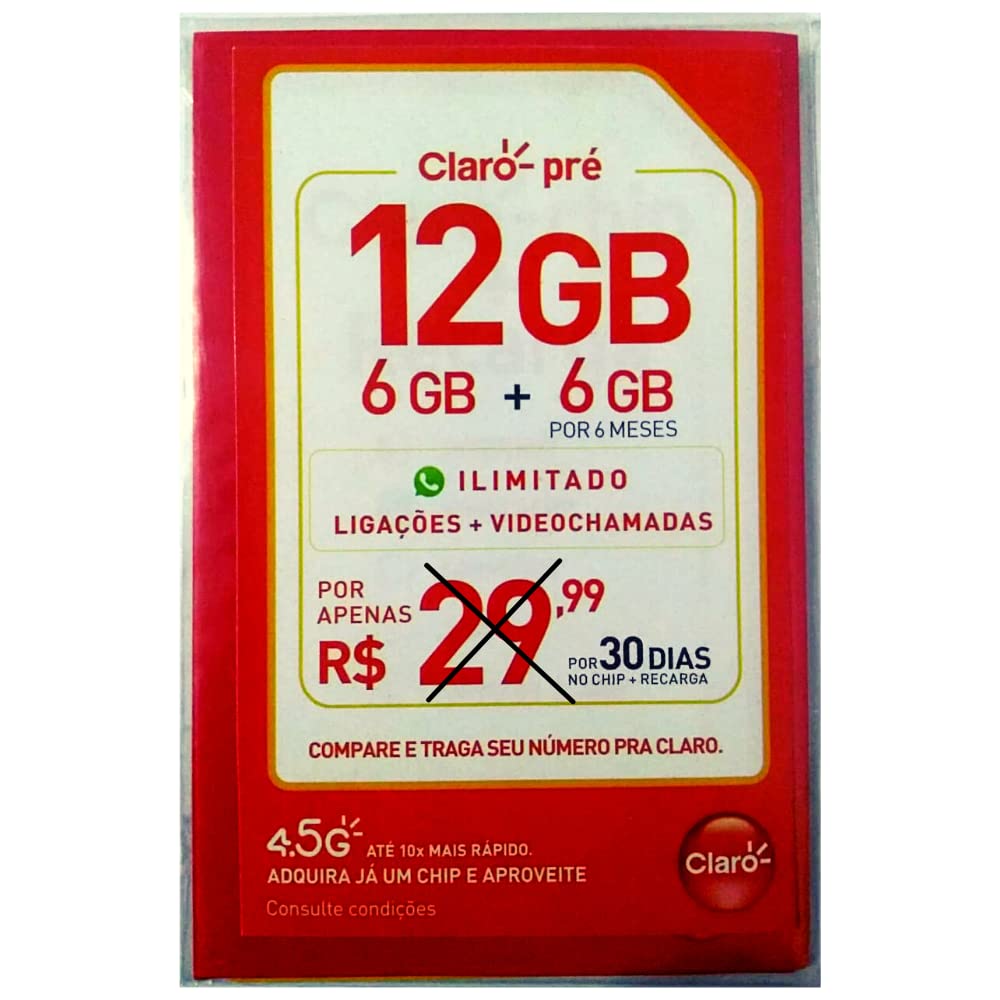 CHIP CLARO PREZÃO MENSAL + RECARGA 12GB - Confira os DDD´s | Amazon.com.br