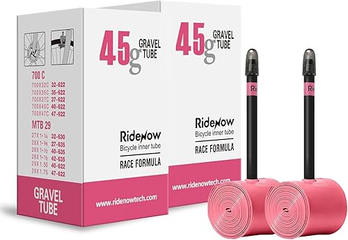 2 Pack Ridenow TPU Inner Tube 700 x 18-32c32-47c Super Light for Road Bike Gravel Tubes with 45mm65mm85mm Presta Valves (Include Repair Patch Kit)