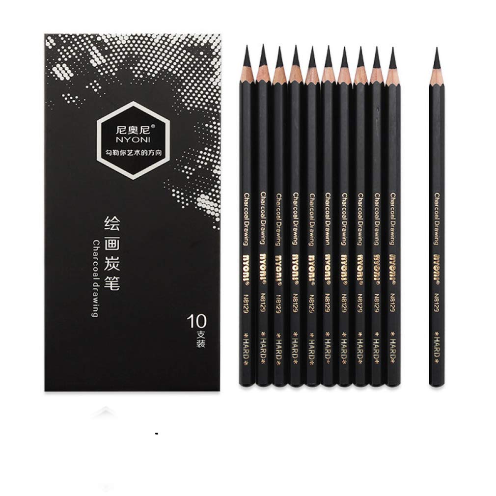 YYMIYU Sketch Charcoal Hard Professional Drawing Tool Set of 12 Charcoals