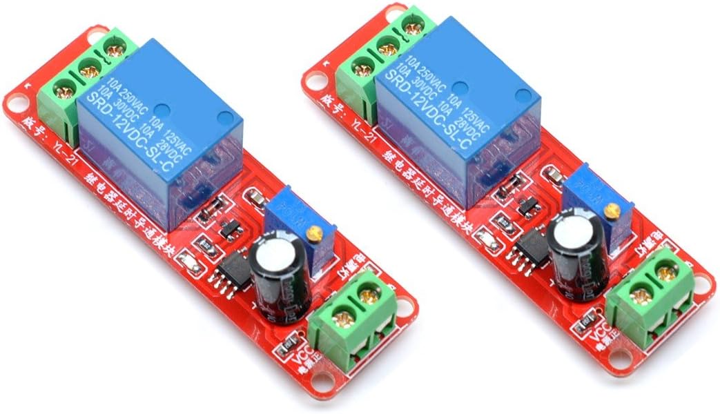 Oiyagai 2pcs 12V NE555 Oscillator Delay Adjustable Timer Relay Switch Module 0-10 Second