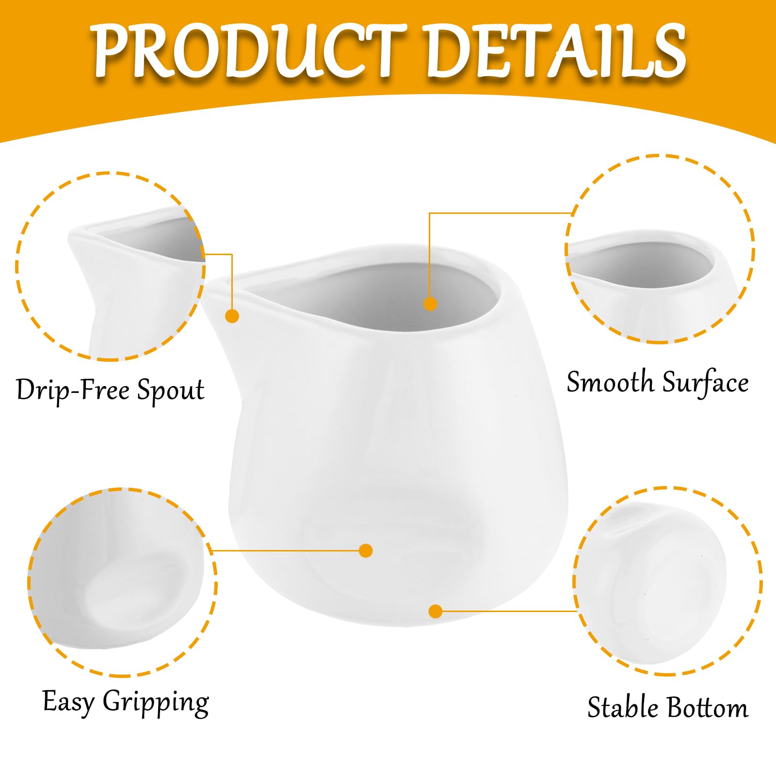 APACALI 12 Stück Weiße Milchkännchen Porzellan, 100ml Mini-Kännchen Milchkännchen Klein, Sahnekännchen Klein Keramik Milchkännche für Milch,Soße,Kaffee,Saucen,Küche,Bar,Café